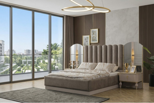 Exklusiv Schlofzëmmer Miwwelen Designer Duebelbett Modern Nuetsdëscher