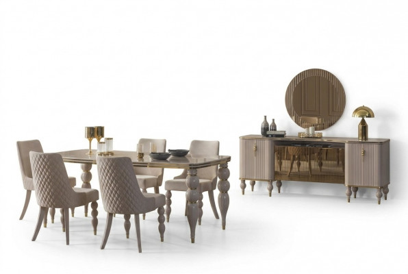 Beige Iessset Designer Iesszëmmer Miwwelen Iessdësch Still Sideboard 9d.