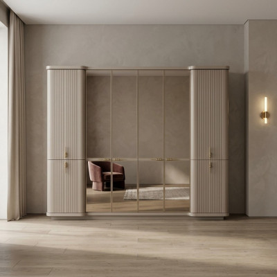 Beige Kleederschaf Garderobeschaf Schlofzëmmer Holzzchaf Miwwelen