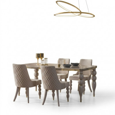 Beigen Iesszëmmerdësch Luxuriéise Holzdësch Designer Iesszëmmermiwwel Nei