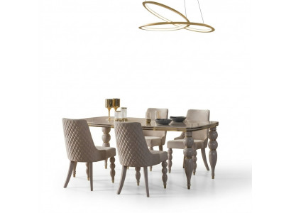 Beigen Iesszëmmerdësch Luxuriéise Holzdësch Designer Iesszëmmermiwwel Nei