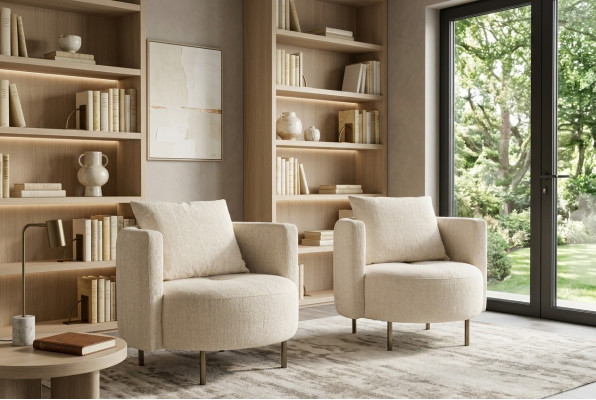 Beige Textil Sëtz Designer Clubssëtz Cocktailsëtz Gepolstert Miwwelen