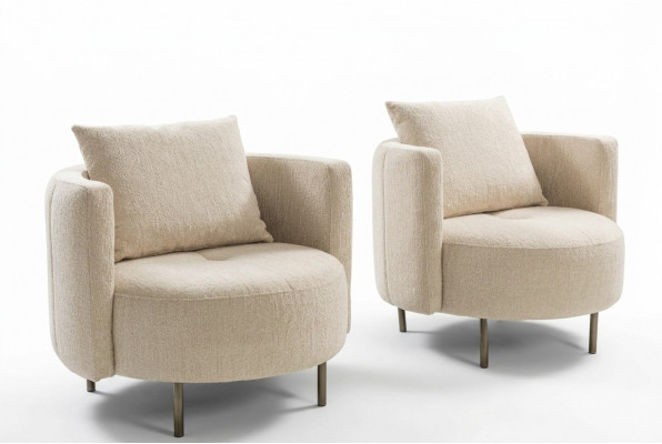 Beige Textil Sëtz Designer Clubssëtz Cocktailsëtz Gepolstert Miwwelen