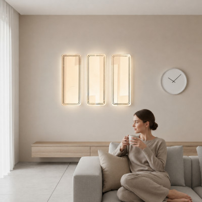Gëllene Modern Spigel Set Mauer-Spigel Schminktisch Spigelen 3 Stéck