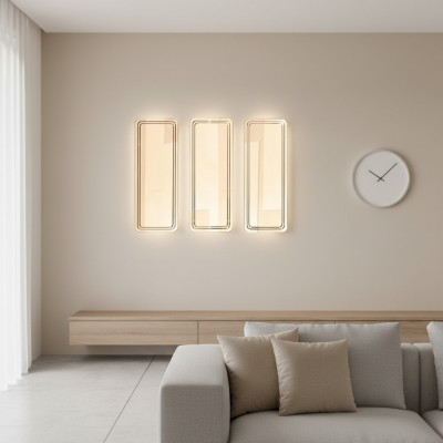 Gëllene Modern Spigel Set Mauer-Spigel Schminktisch Spigelen 3 Stéck