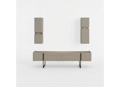 Modern Wunnzëmmer Holz Miwwelen Designer TV-Schaf x2 Wandregaler 3tlg Set