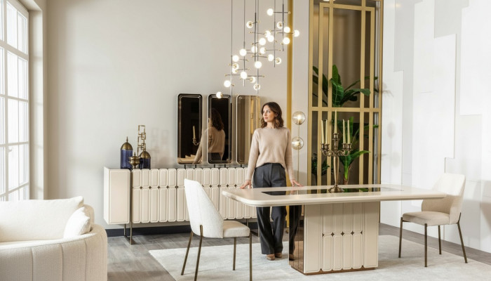 Wäiss Adel Iesszëmmer Grupp Designer Edelstol Dësch Luxuséiert x6 Still