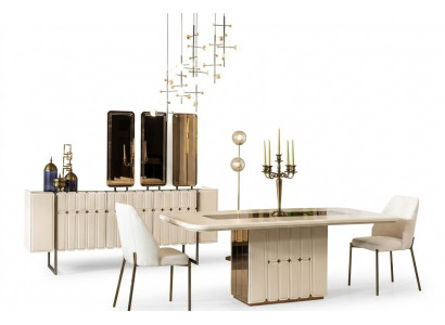 Wäiss Adel Iesszëmmer Grupp Designer Edelstol Dësch Luxuséiert x6 Still