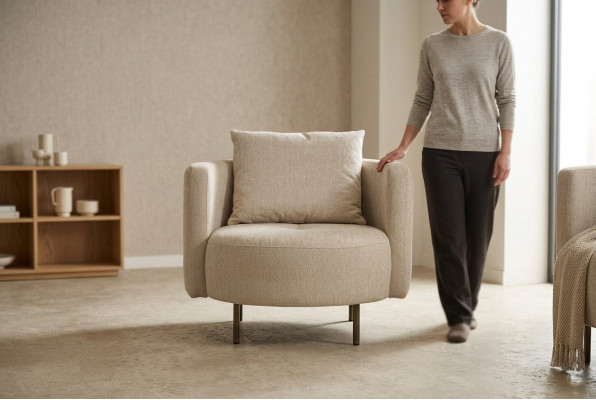 Stoffsass Sëtz Cocktailsass Eenzelstull Beige Designer Sëtz Nei