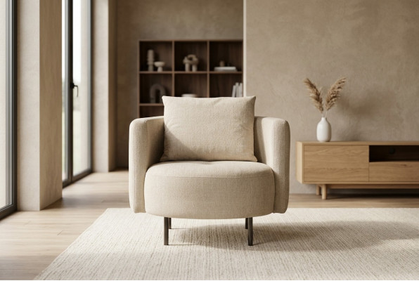 Stoffsass Sëtz Cocktailsass Eenzelstull Beige Designer Sëtz Nei