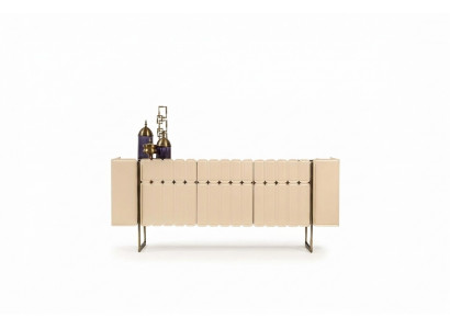 Beige Holzgefaasst Designer Kommode Sideboard Holzschaf Luxus Miwwelstéck