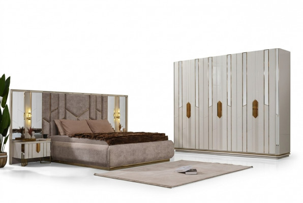Komplett Schlofzëmmer Duebelbetter Bett Schaf Schiefcher wäiss 4er-Set