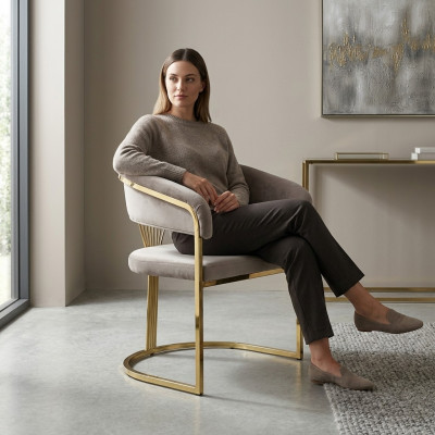 Komplett Iesszëmmer Still Still Kichen Still 6 Stéck Beige Luxus Gold