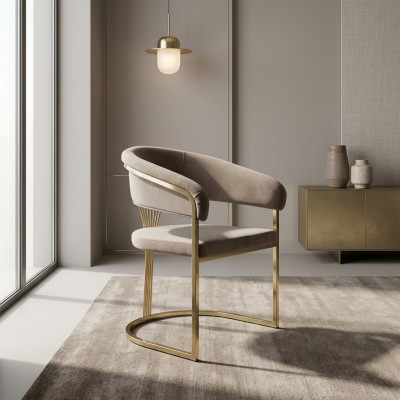 Komplett Iesszëmmer Still Still Kichen Still 6 Stéck Beige Luxus Gold