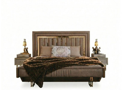 Komplett Schlofzëmmermiwwelen Duebelbett Bett Nuetsdëscher Beige 3 Deeler.