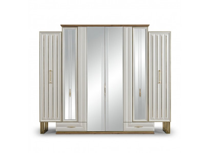 Luxus Kleederschaf aus Holz mat Spigel a Beige.