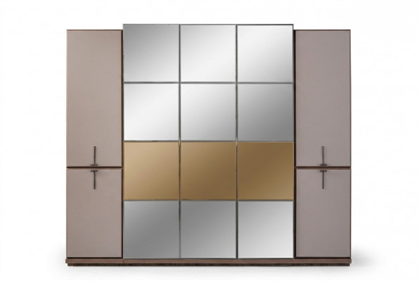 Kleederkierch Garderobeschaf Design Holzkierch mat Spigel Gro.