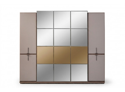 Kleederkierch Garderobeschaf Design Holzkierch mat Spigel Gro.
