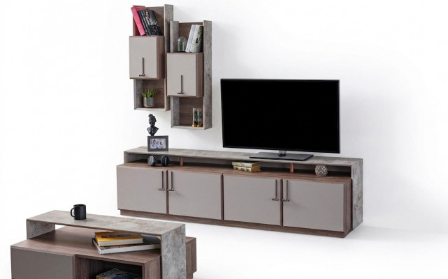 TV Stänner Wandkierfecht Sideboard RTV Niddrecheboard Gro Wäinstuff Holz