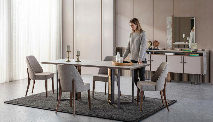 Iessgrupp Eck fir z'iessen Iessdësch Still Holz Gro Iesszëmmer 9 Stéck Kommode
