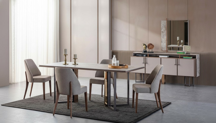 Iessgrupp Eck fir z'iessen Iessdësch Still Holz Gro Iesszëmmer 9 Stéck Kommode