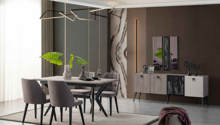 Iessgruppe Iesseck Iessdësch Still Holz Gro Iesszëmmer 9tlg Kommode