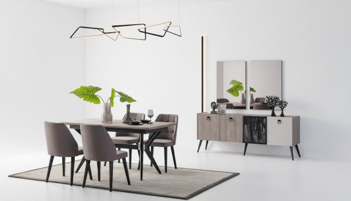 Iessgruppe Iesseck Iessdësch Still Holz Gro Iesszëmmer 9tlg Kommode