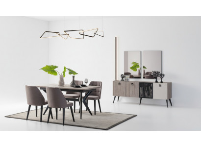 Iessgruppe Iesseck Iessdësch Still Holz Gro Iesszëmmer 9tlg Kommode