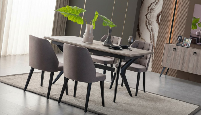 Iessgrupp Set Iesszëmmer Iessgrupp Iessdësch Still Holz Gro 7 Deeler