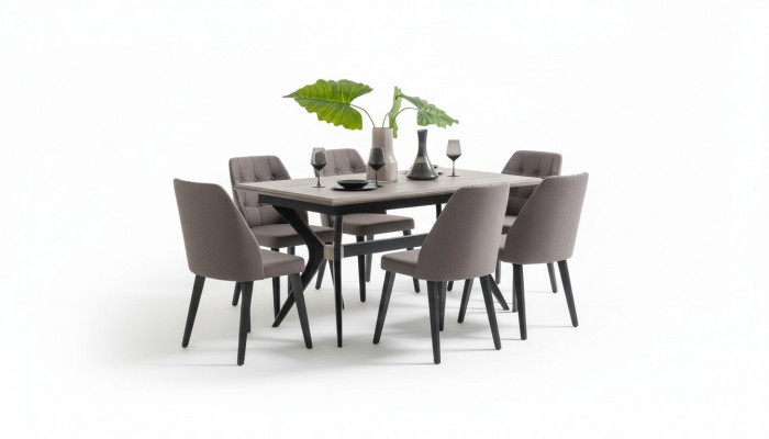 Iessgrupp Set Iesszëmmer Iessgrupp Iessdësch Still Holz Gro 7 Deeler