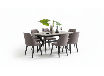 Iessgrupp Set Iesszëmmer Iessgrupp Iessdësch Still Holz Gro 7 Deeler