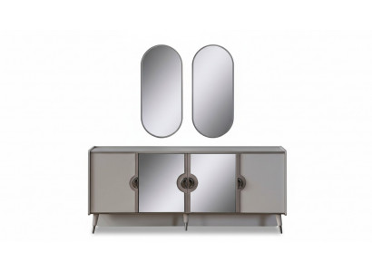 Grau Miwwelen Garnitur Designer 4-Dieren Sideboard Exklusive Spigel 3 Deeler