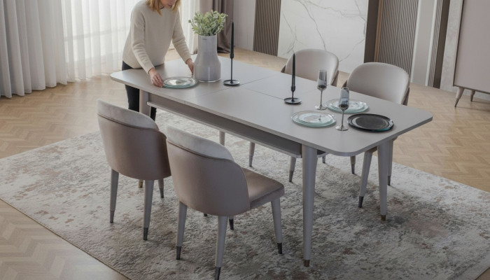 Luxuriéisen erausziehbaren Dësch Designer Modern Iesszëmmer Textil Still