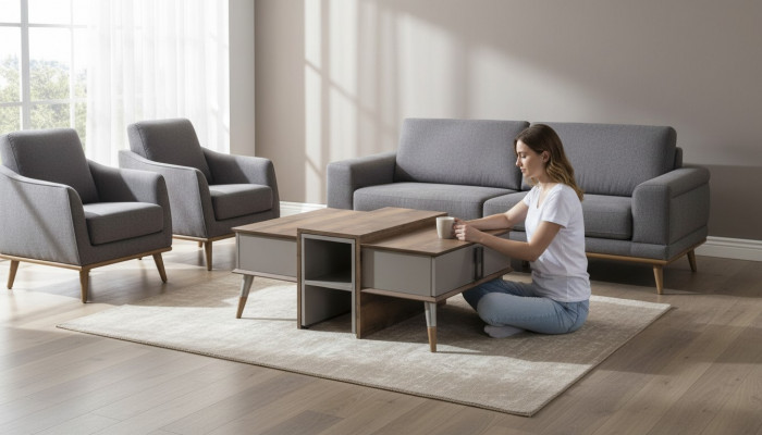 Modernt brazent Couchdësch Kaffisdësch Designer Sofadësch Säitendësch