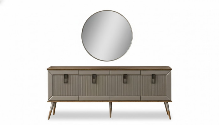 Robust Anrichte Designer Sideboard Luxus Rondspeigel Schaf 2-Stéck.