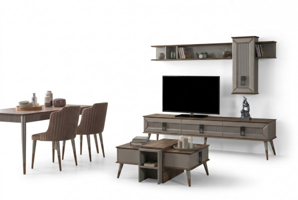 Designer Wunnzëmmer Garnitur TV-Stänner Holz Regaler Couchtësch RTV Nei