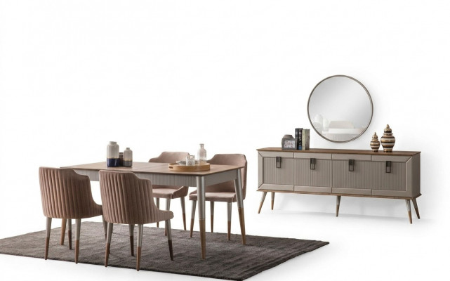 Hell Iesszëmmer Garnitur Robusten Iessdësch Luxuriéist Sideboard 9st.