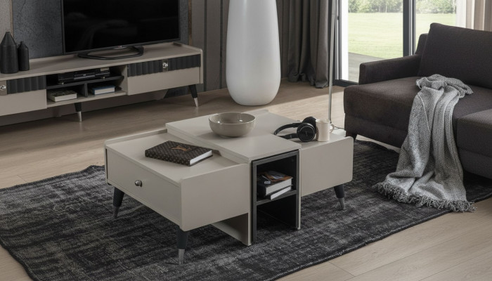 Wäisse Kaffisdësch Modernen Sofadësch Holz Couchdësch Wunnzëmmer Miwwelen