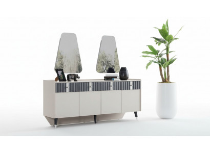 Komplett Garnitur Designer Beige Anrichte Sideboard 2x Spigel 3-deeler Set