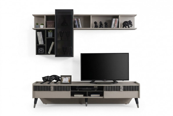Wunnzëmmer Set Designer RTV-Stänner Luxus Holzbrietera Couchtisch 3-deleg