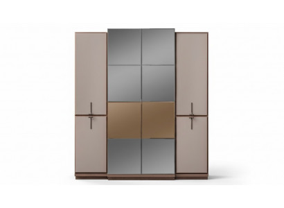 Beige Schlofzëmmer Schaf Designer Holz Kleederschaf Glasschaf Nei
