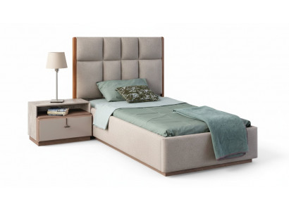 Beige Kannerzëmmer Set Designer Eenzelbett Holz Nuetsschaf 2-Deel Set