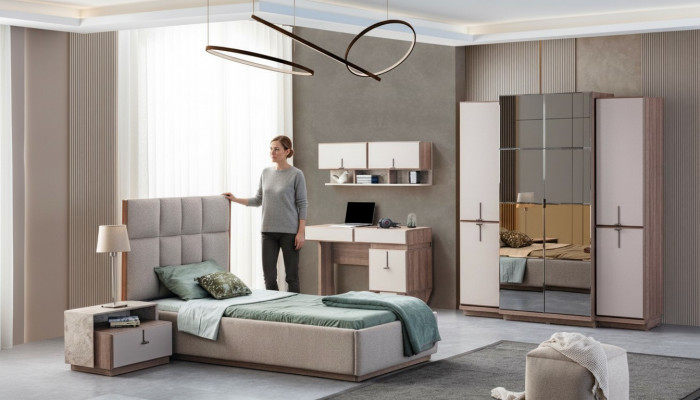 Moderne Kannerzëmmer Miwwelen Designer Bett Schreifdësch Mauerbau nei