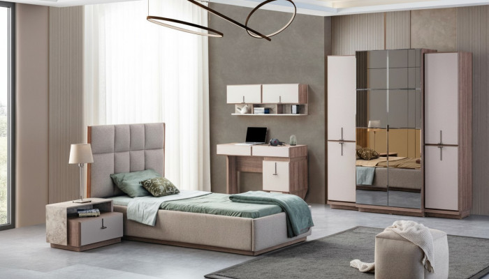Moderne Kannerzëmmer Miwwelen Designer Bett Schreifdësch Mauerbau nei