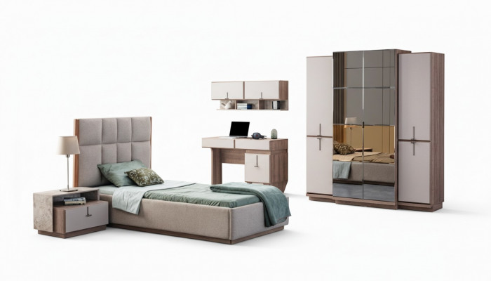 Moderne Kannerzëmmer Miwwelen Designer Bett Schreifdësch Mauerbau nei