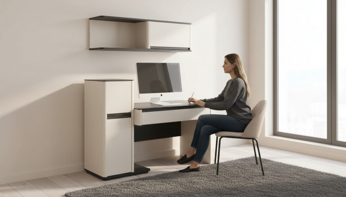 Wäissen modernen Designer-Schreibtisch fir Kanner, Computerschreibtisch, Wandkabinett.