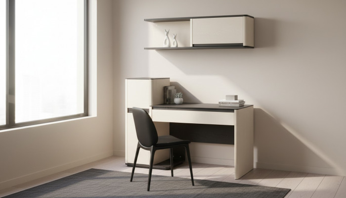 Wäissen modernen Designer-Schreibtisch fir Kanner, Computerschreibtisch, Wandkabinett.