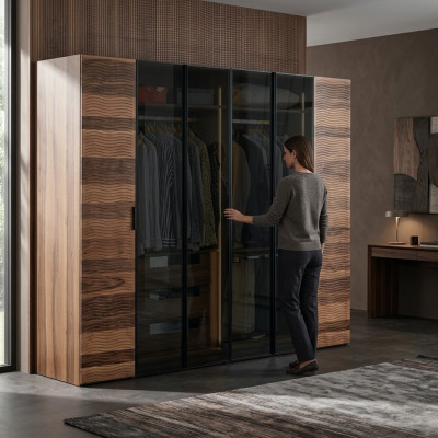 Moderne Schlofkummer Kleederschaf Designer Glas Schaf Luxus Miwwelen
