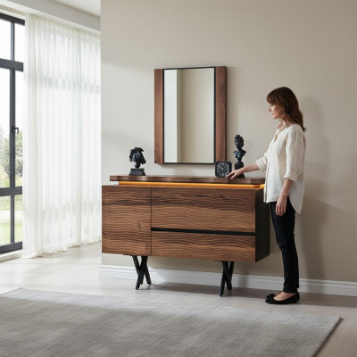 Exklusiven Schminktisch Spigel Holz Kosmetiksdësch Brongen Luxus Konsol