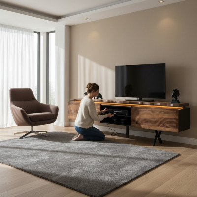 Robust hëlze Sideboard Luxuriéist Lowboard Wunnzëmmer TV-Stänner Neit
